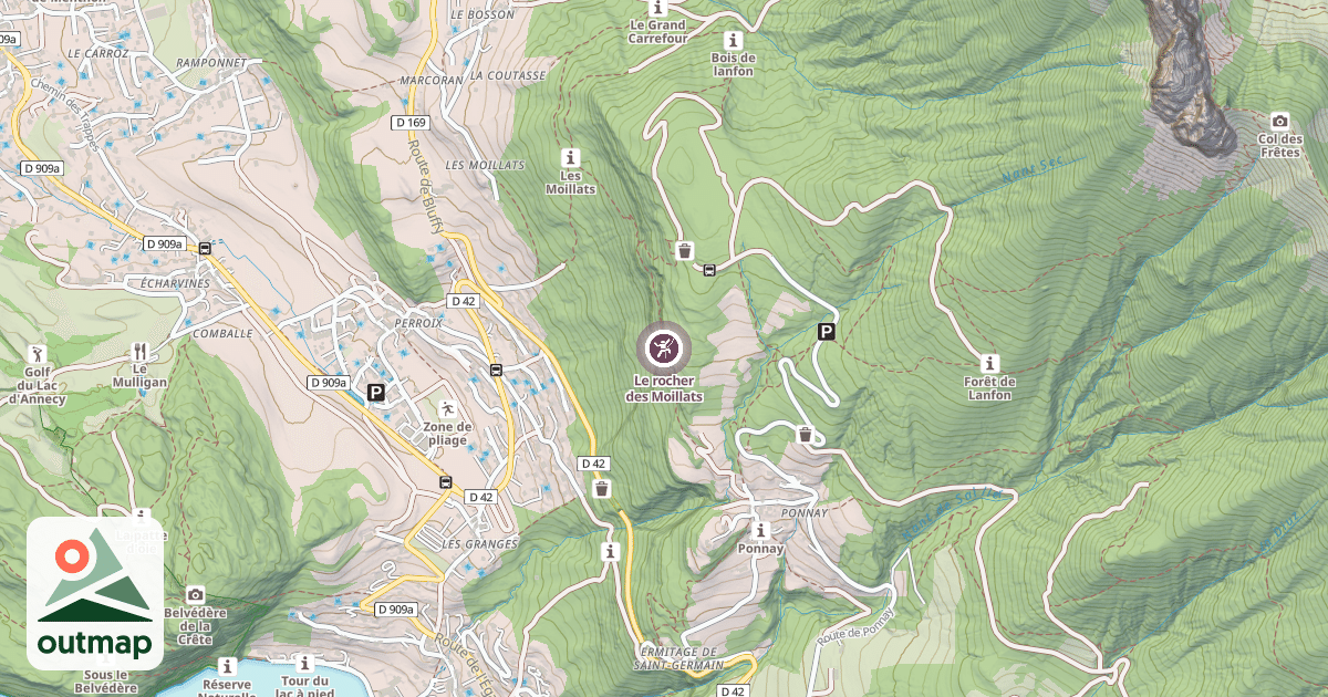 Map of Le rocher des Moillats