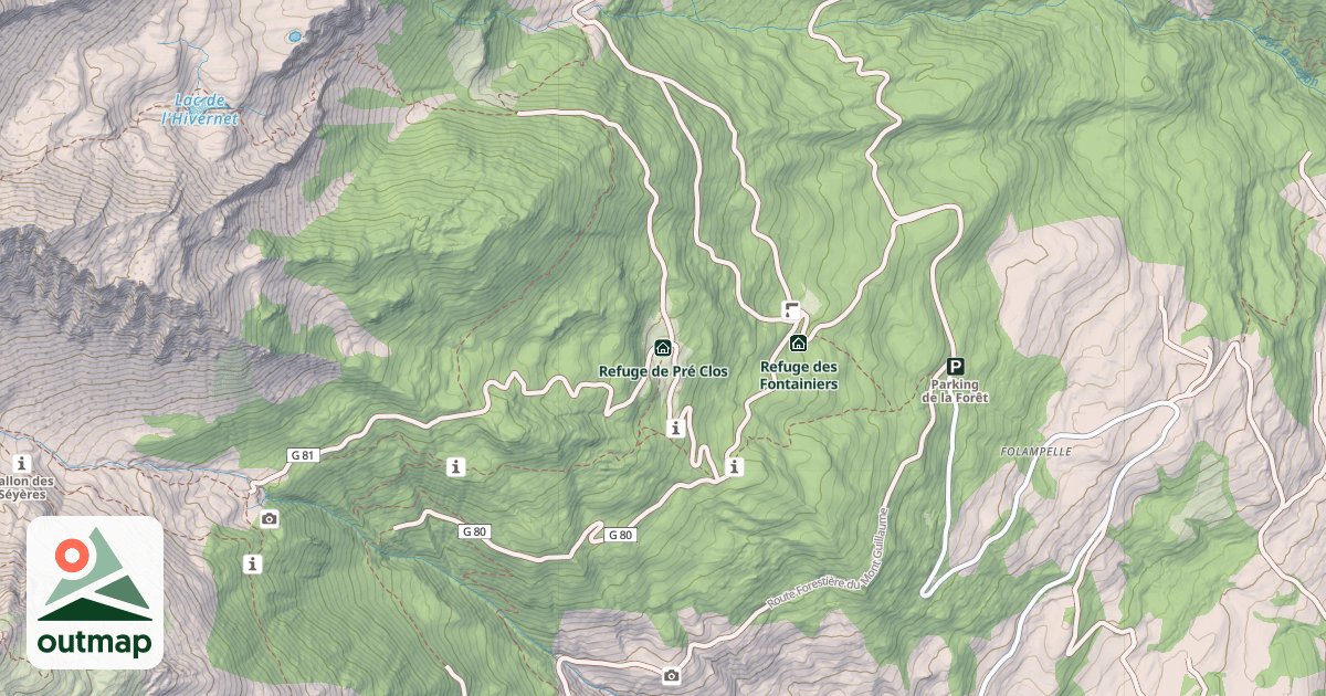Map of Refuge de Pré Clos
