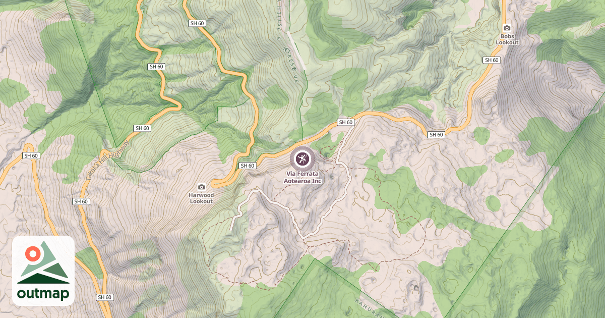 Map of Via Ferrata Aotearoa Inc