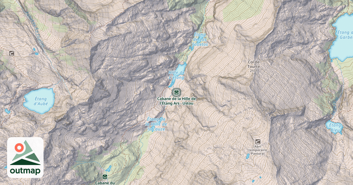 Map of Cabane de la Hille de l'Étang Ars - Ustou