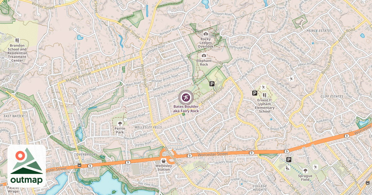 Map of Bates Boulder aka Fairy Rock