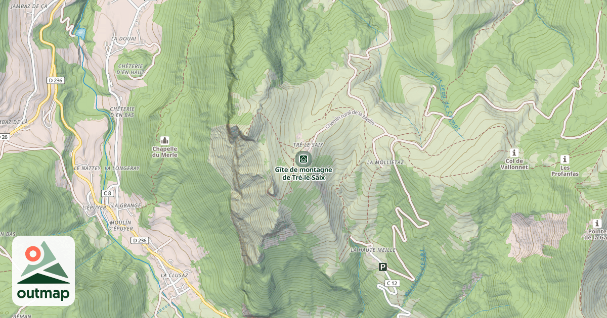 Map of Gîte de montagne de Tré-le-Saix
