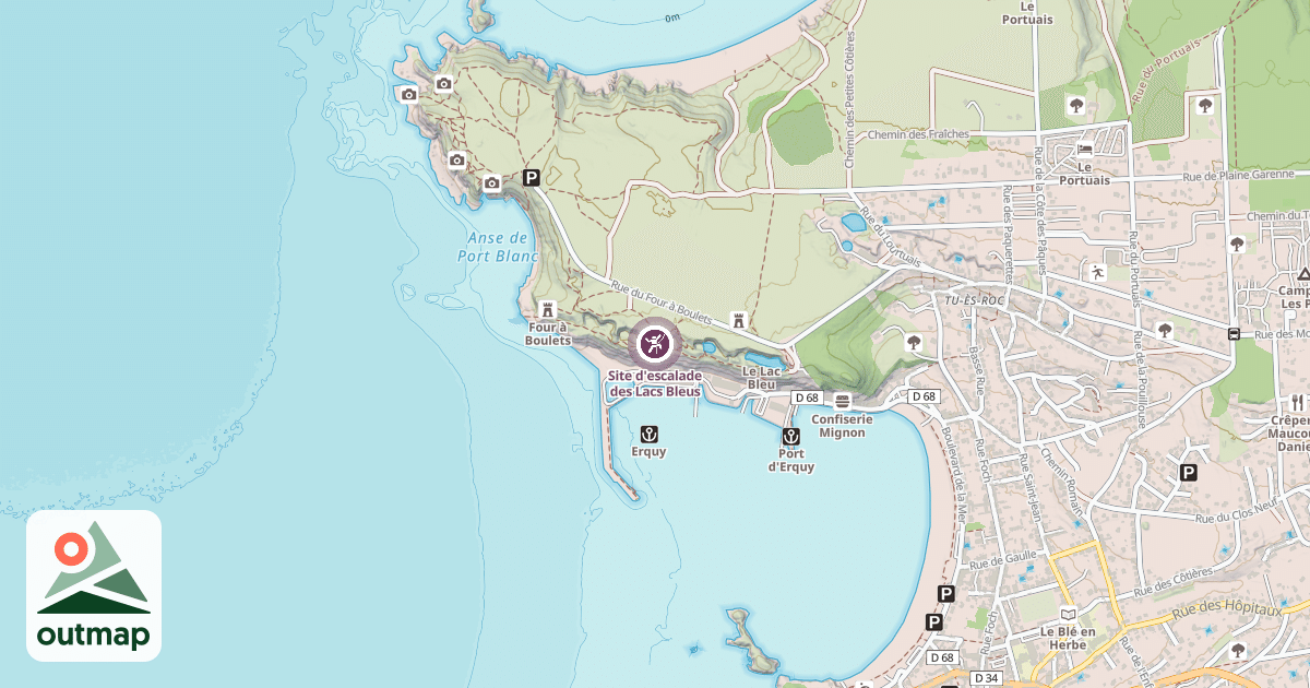 Map of Site d'escalade des Lacs Bleus