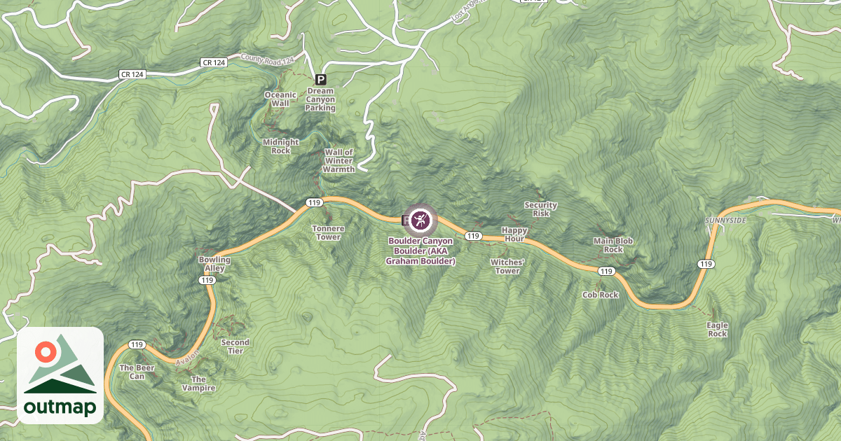 Map of Boulder Canyon Boulder (AKA Graham Boulder)