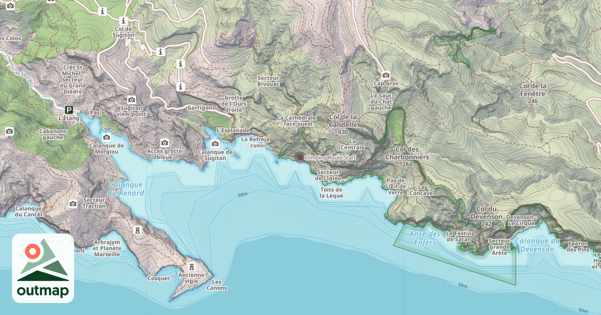 Map of Climbing Route Start