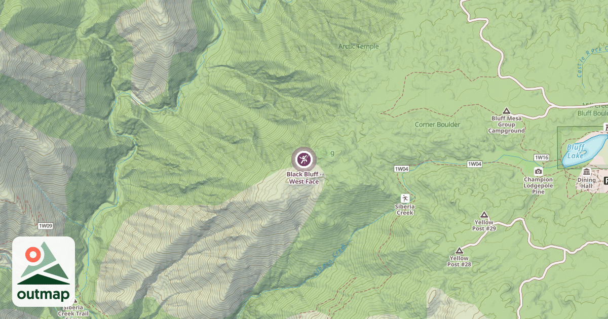 Map of Black Bluff - West Face