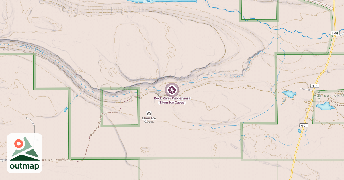 Map of Rock River Wilderness (Eben Ice Caves)