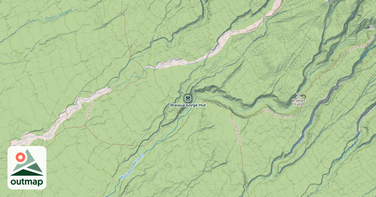 Map of Waiaua Gorge Hut
