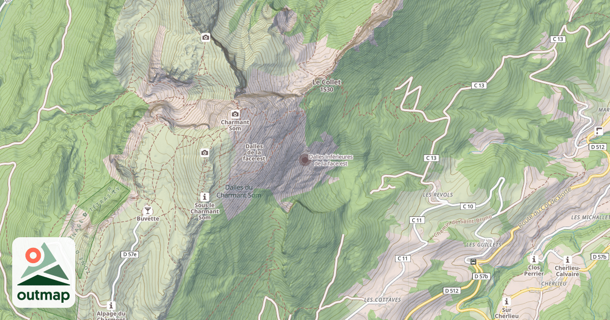 Map of Dalles inférieures de la face est