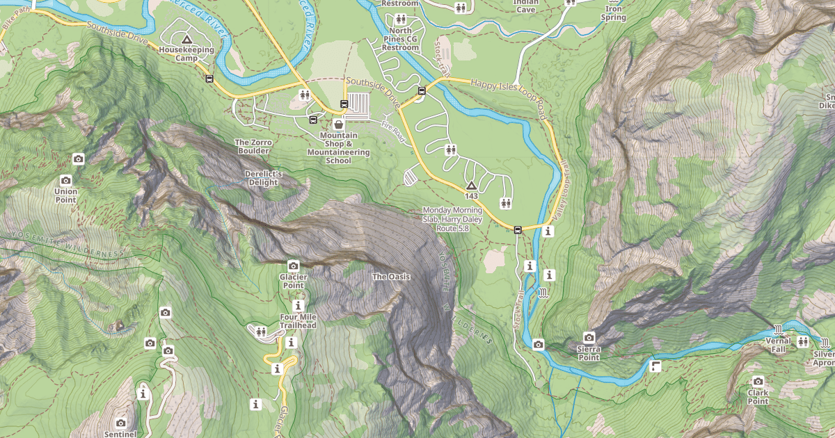 Map preview of Monday Morning Slab, Harry Daley Route