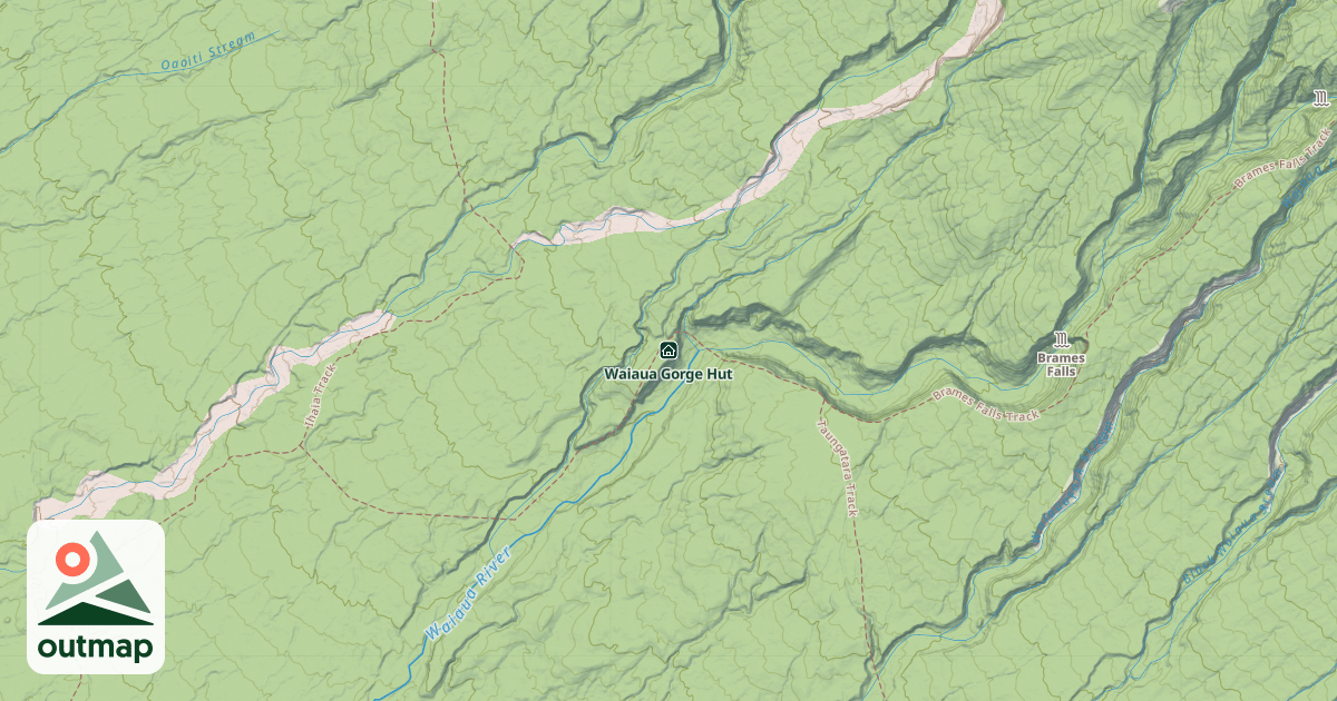 Map of Waiaua Gorge Hut
