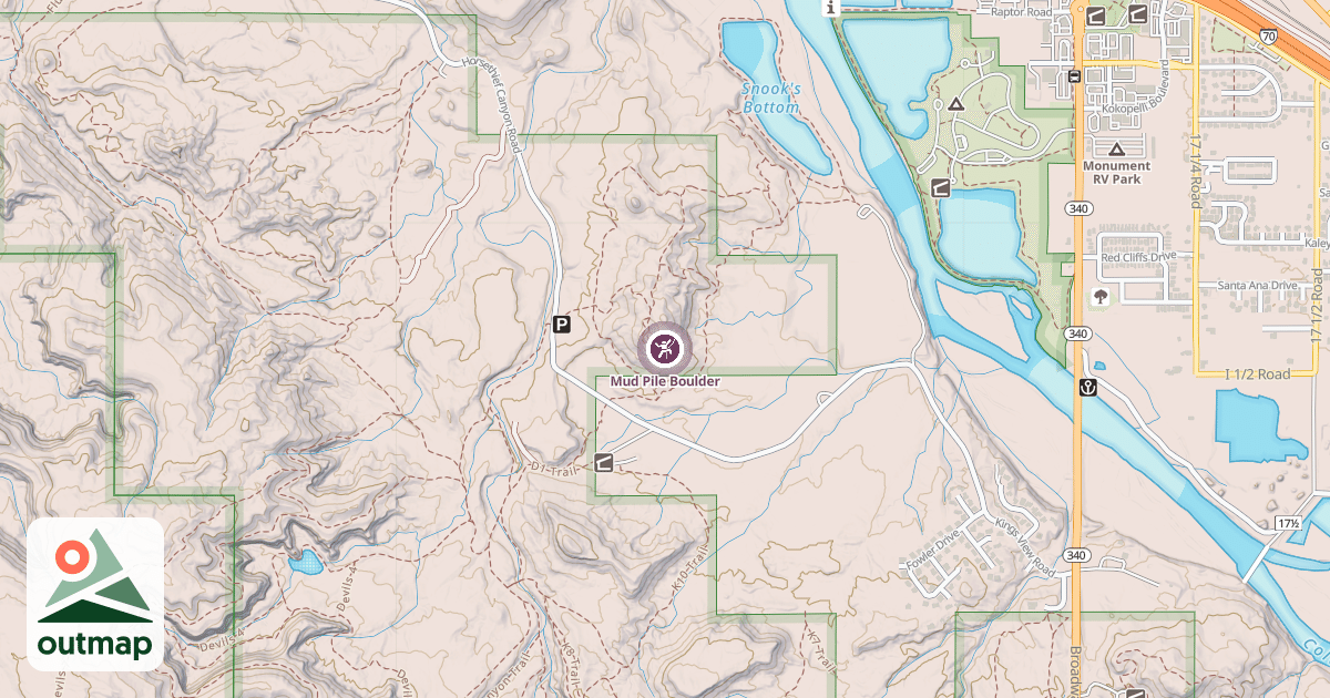 Map of Mud Pile Boulder