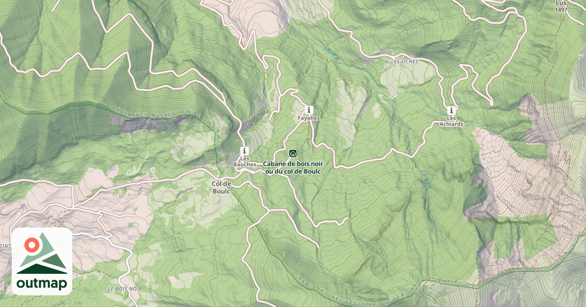 Map of Cabane de bois noir ou du col de Boulc