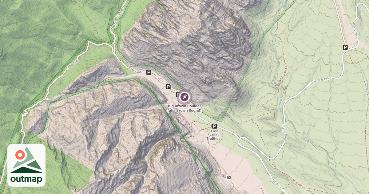 Map of Big Brown Boulder (aka Brown Round)