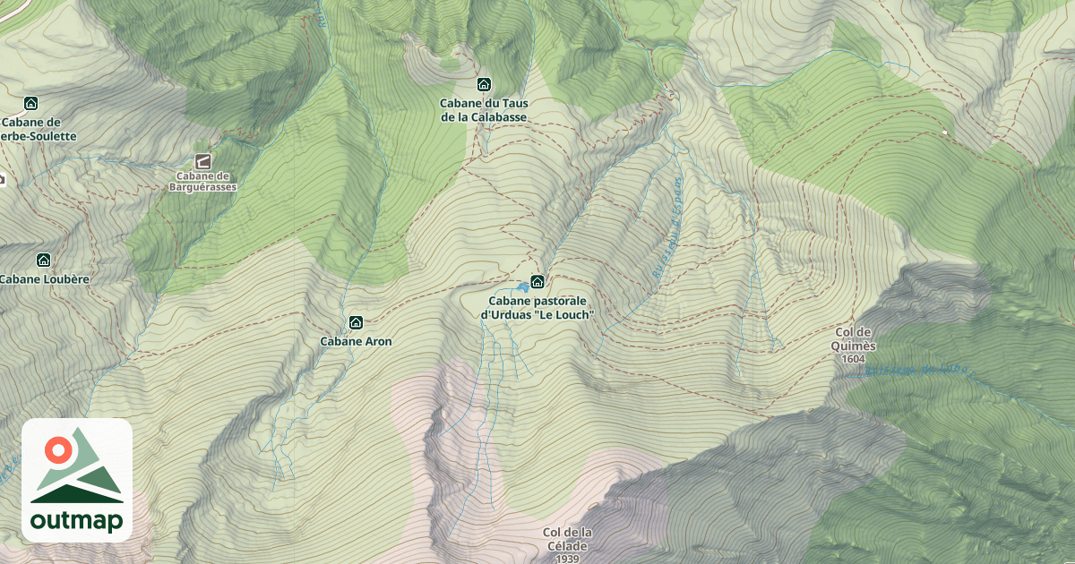 Map of Cabane pastorale d'Urduas "Le Louch"