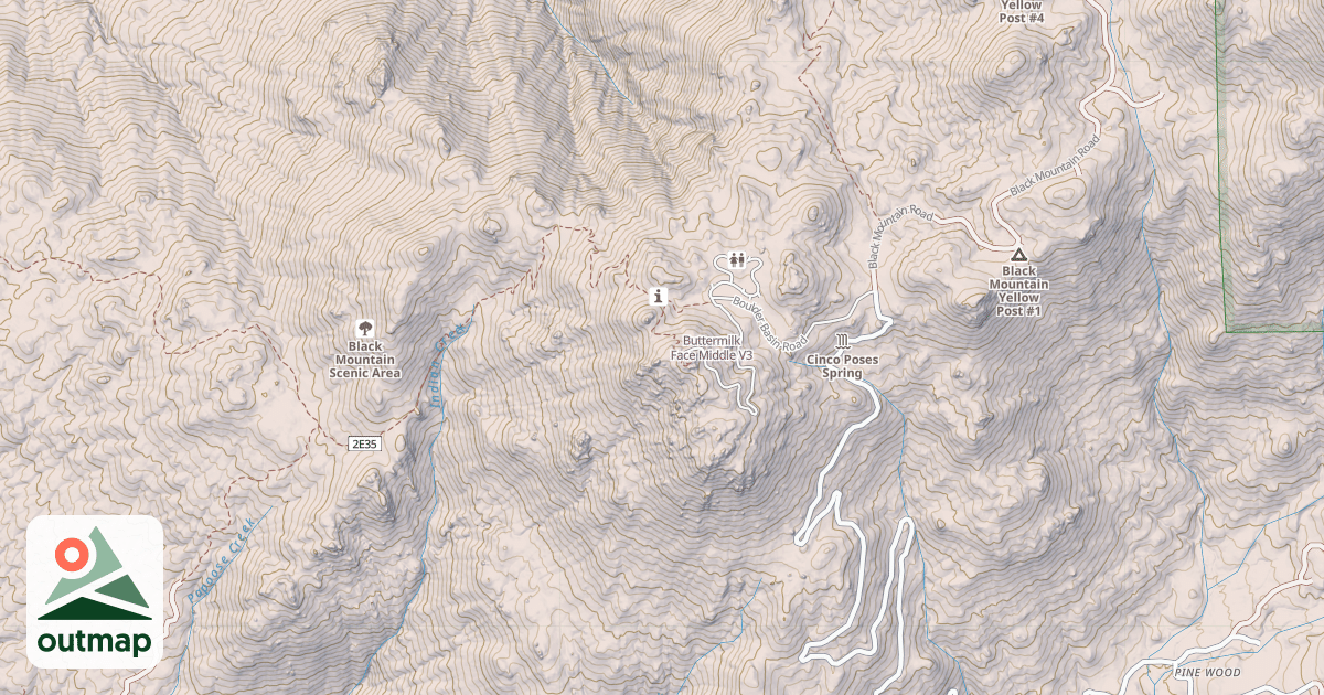 Map of Buttermilk Face Middle