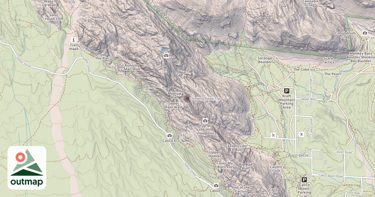Map of Climbing Route Top