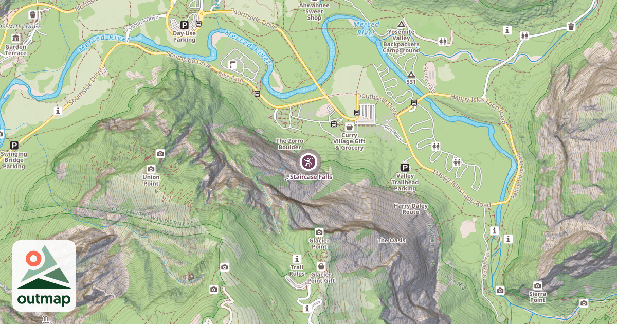 Map of J. Staircase Falls