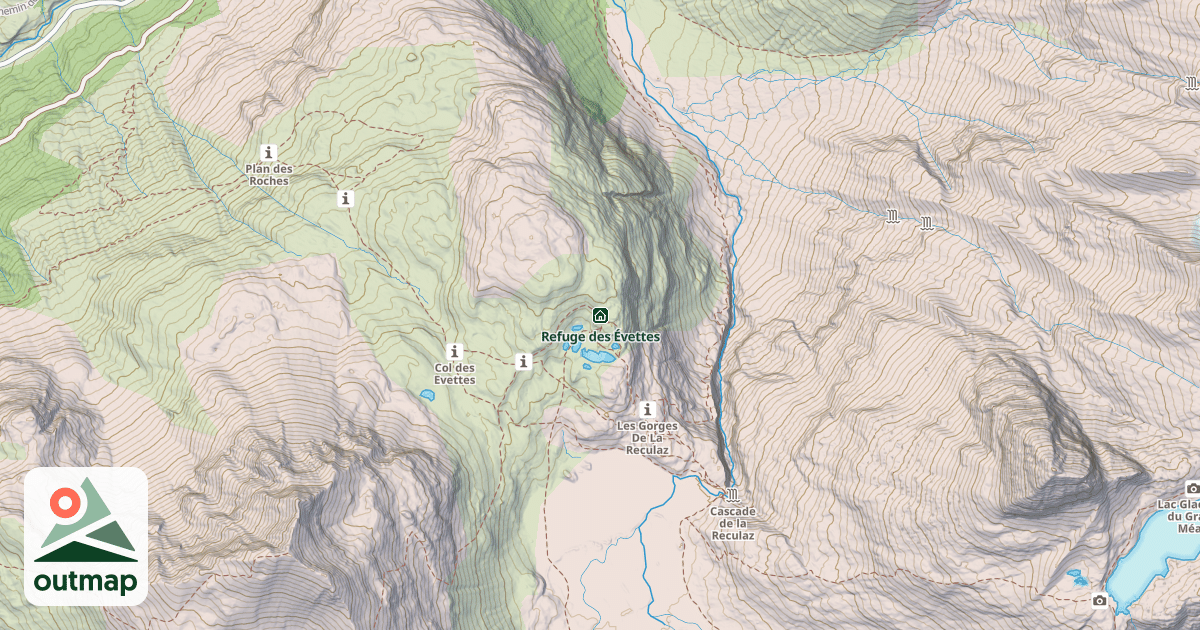 Map of Refuge des Évettes