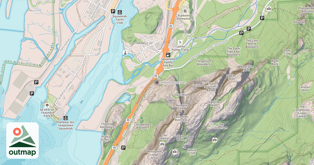 Map of Climbing Route Start