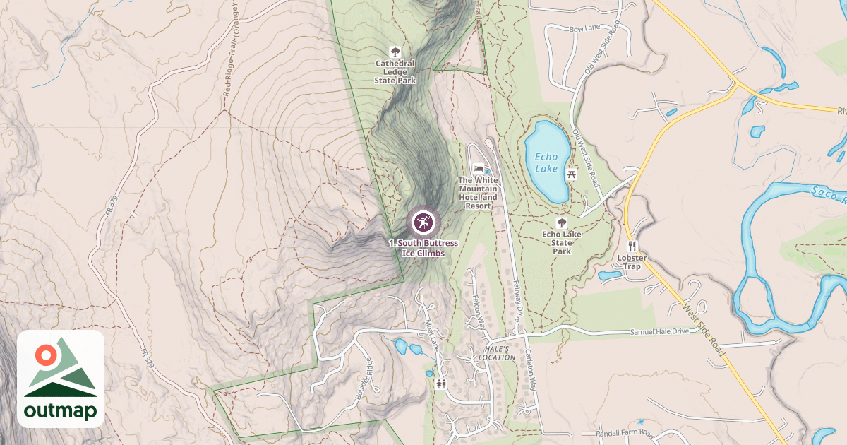 Map of 1. South Buttress Ice Climbs