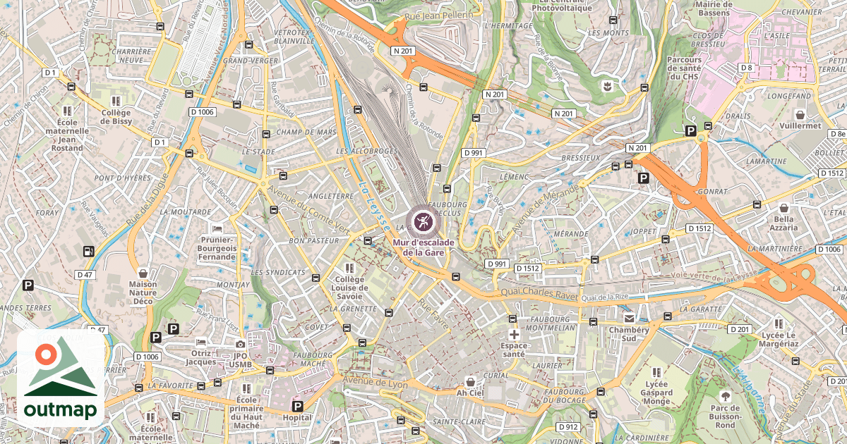 Map of Mur d'escalade de la Gare