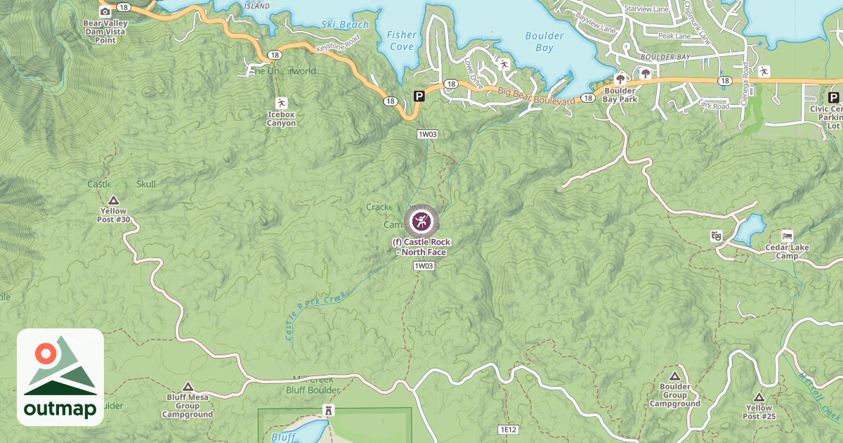 Map of (f) Castle Rock - North Face