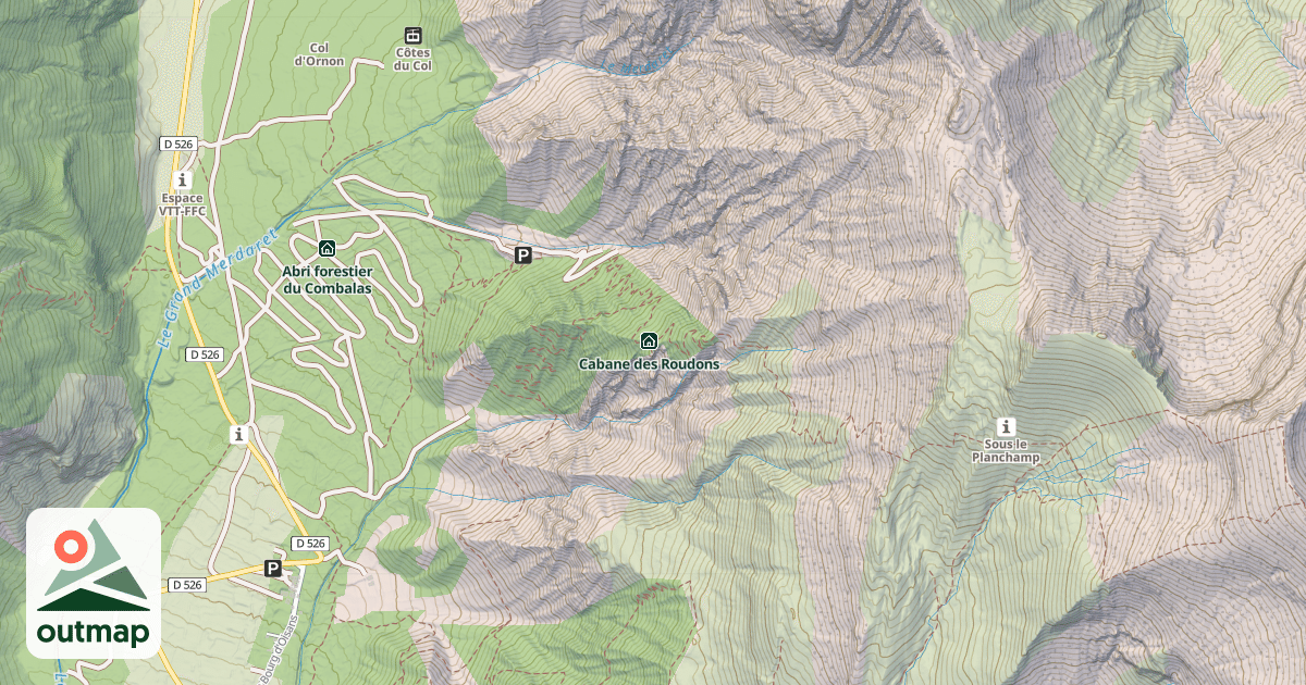 Map of Cabane des Roudons (haute)