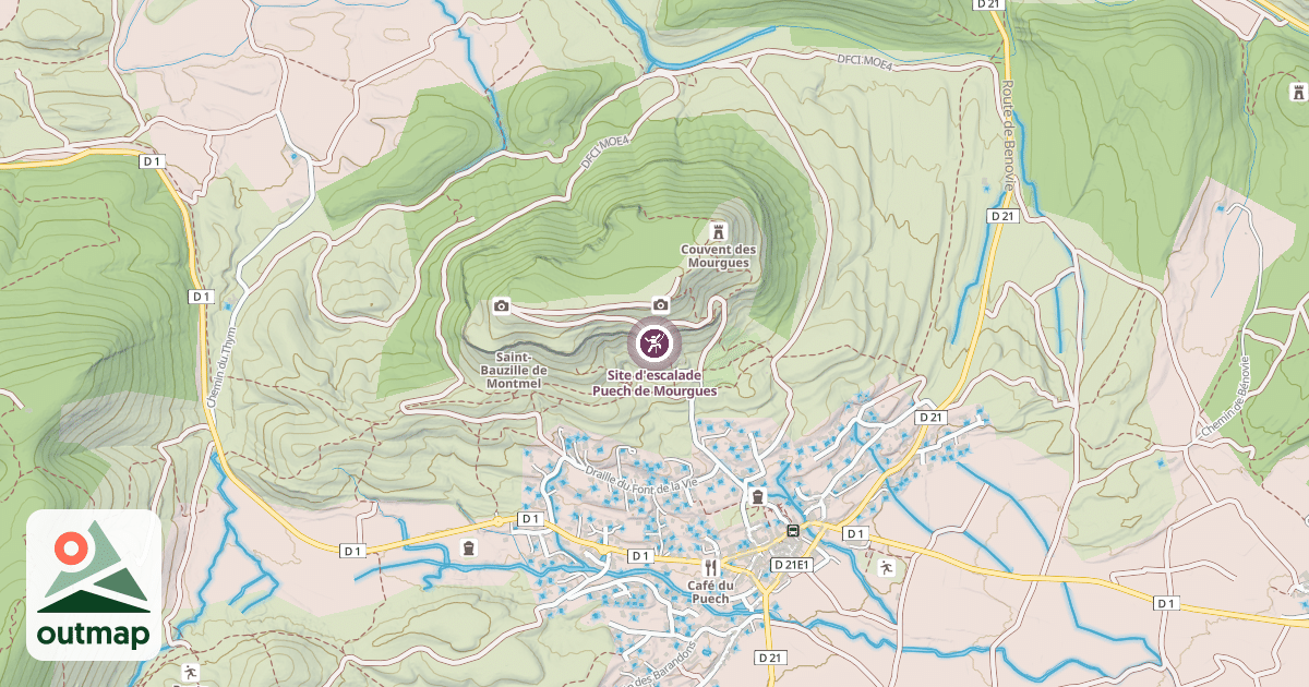 Map of Site d'escalade Puech de Mourgues