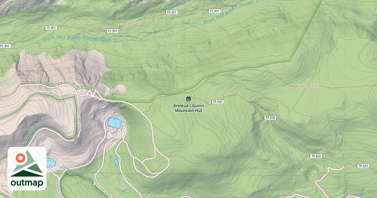 Map of Årestua / Guinn Mountain Hut