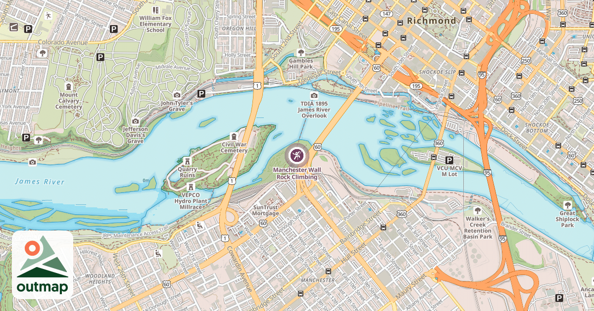 Map of Manchester Wall Rock Climbing