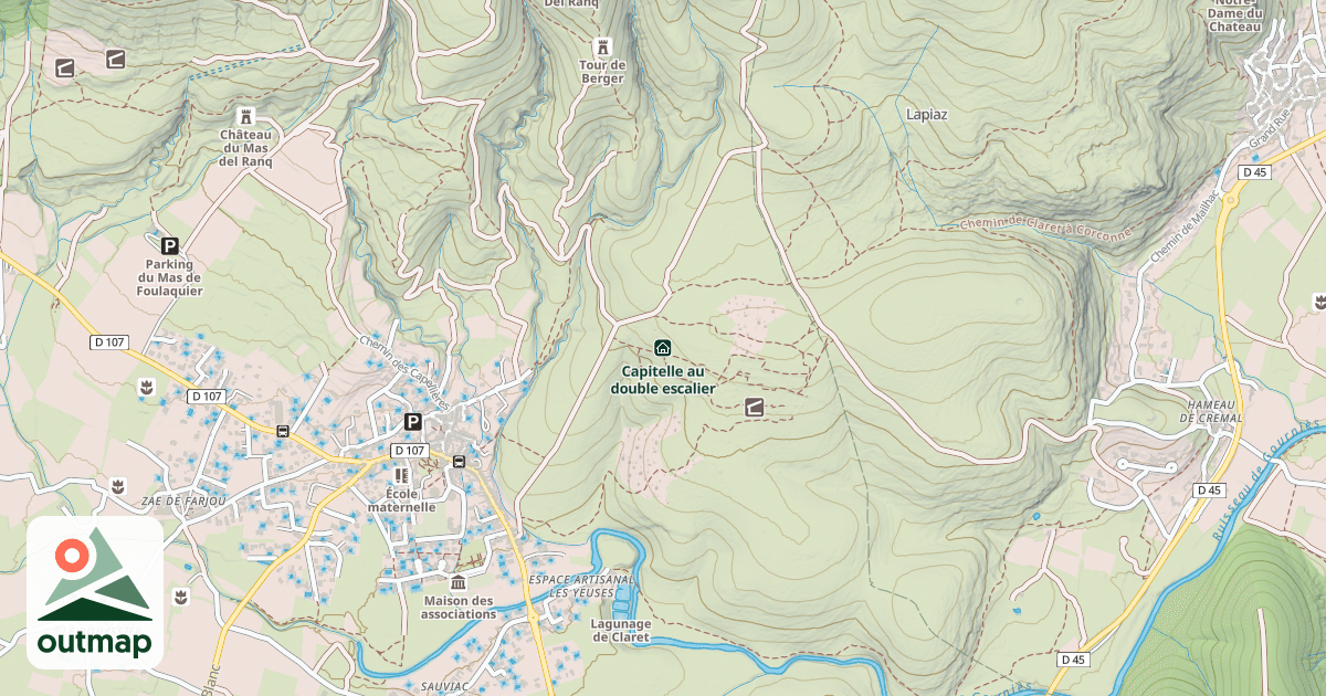 Map of Capitelle au double escalier