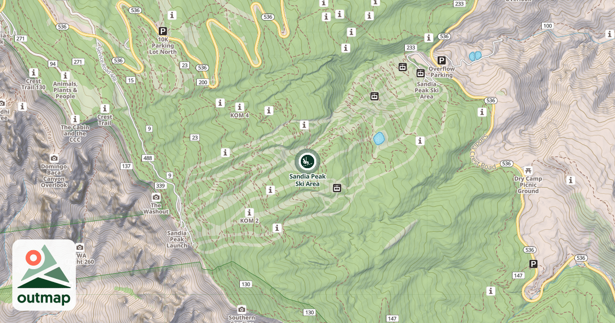 Map of Sandia Peak Ski Area