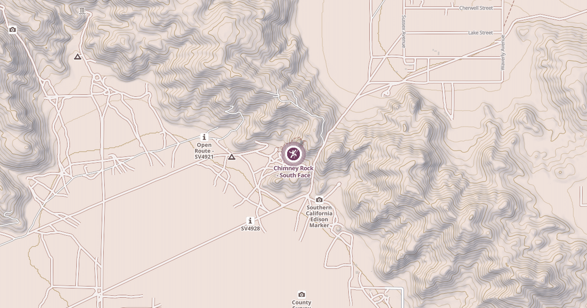 Map preview of Chimney Rock - South Face