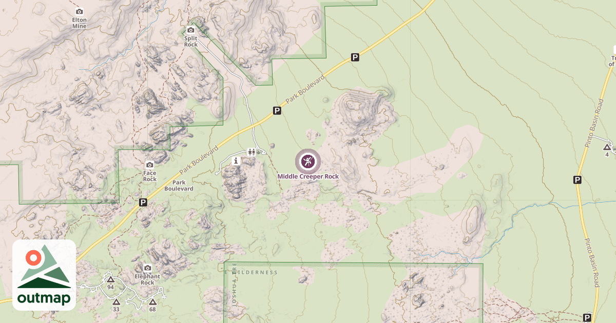 Map of Middle Creeper Rock