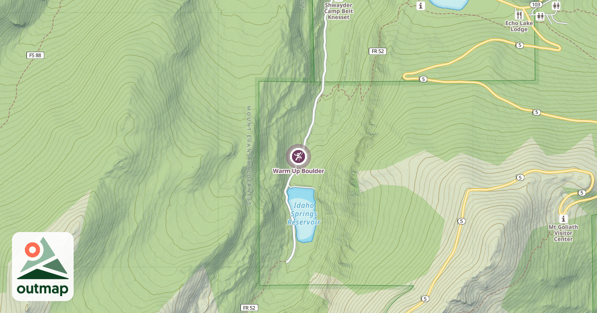 Map of Warm Up Boulder
