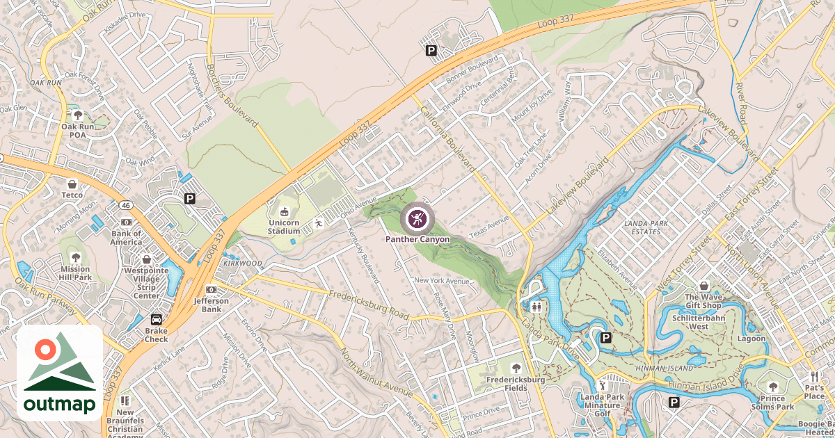 Map of Panther Canyon in Comal