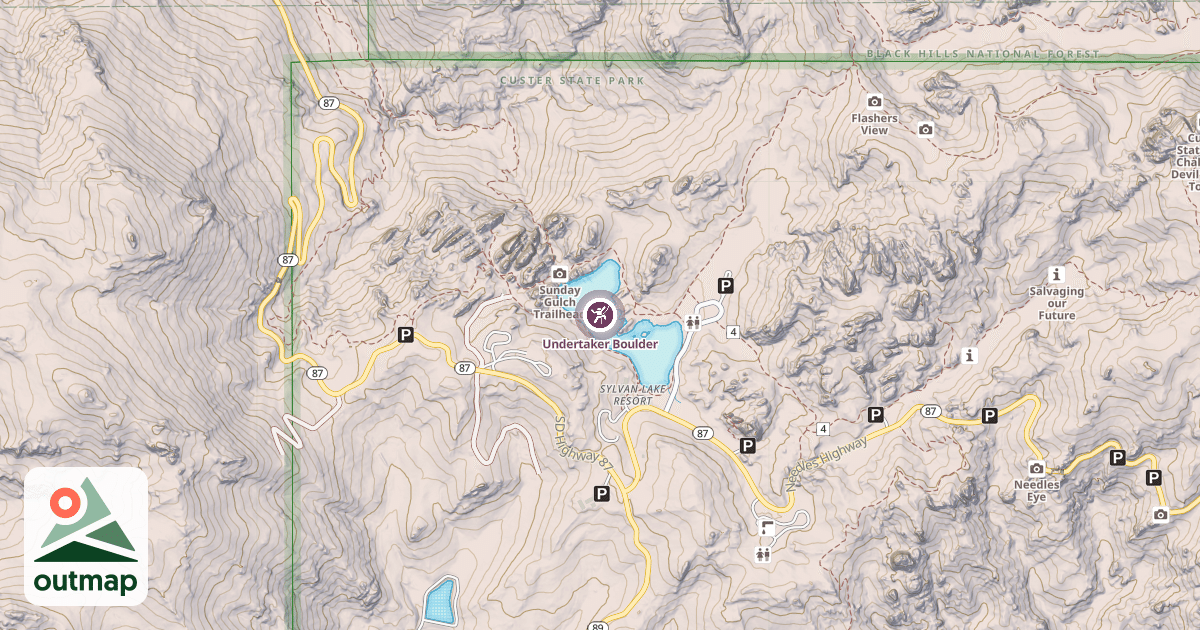 Map of Undertaker Boulder