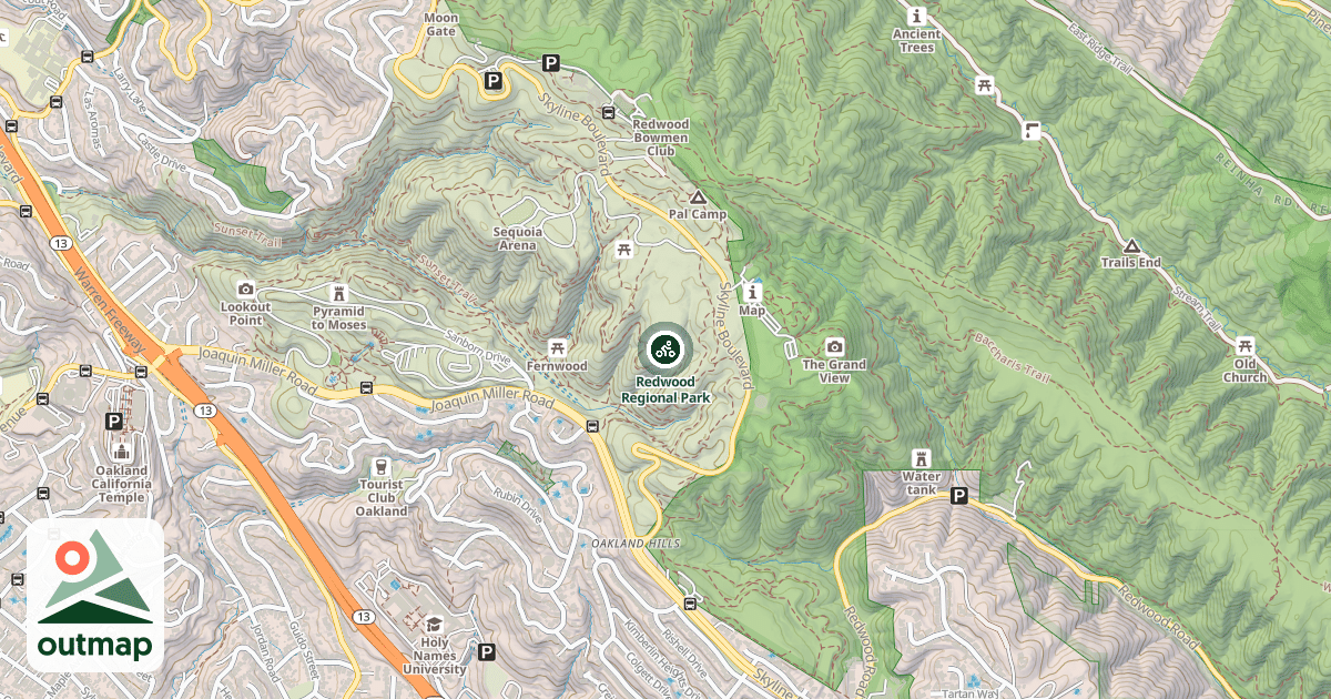 Map of Redwood Regional Park