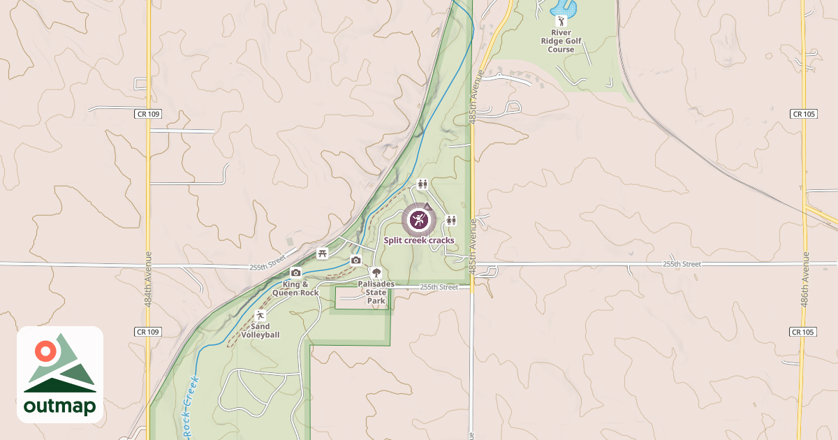 Map of Split creek cracks