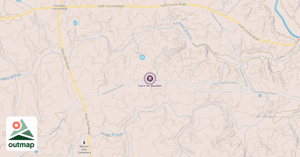 Map of Can't Sit Boulder