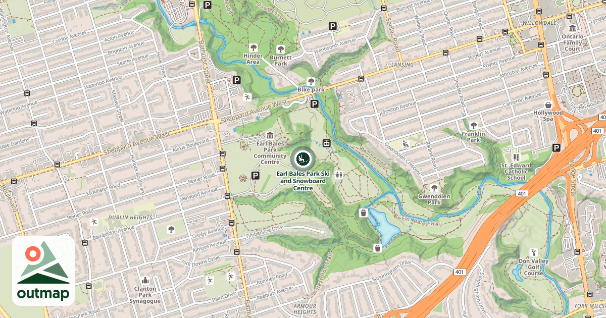 Map of Earl Bales Park Ski and Snowboard Centre
