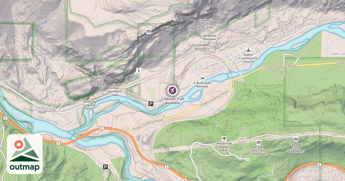 Map of Crescent Trail Boulders