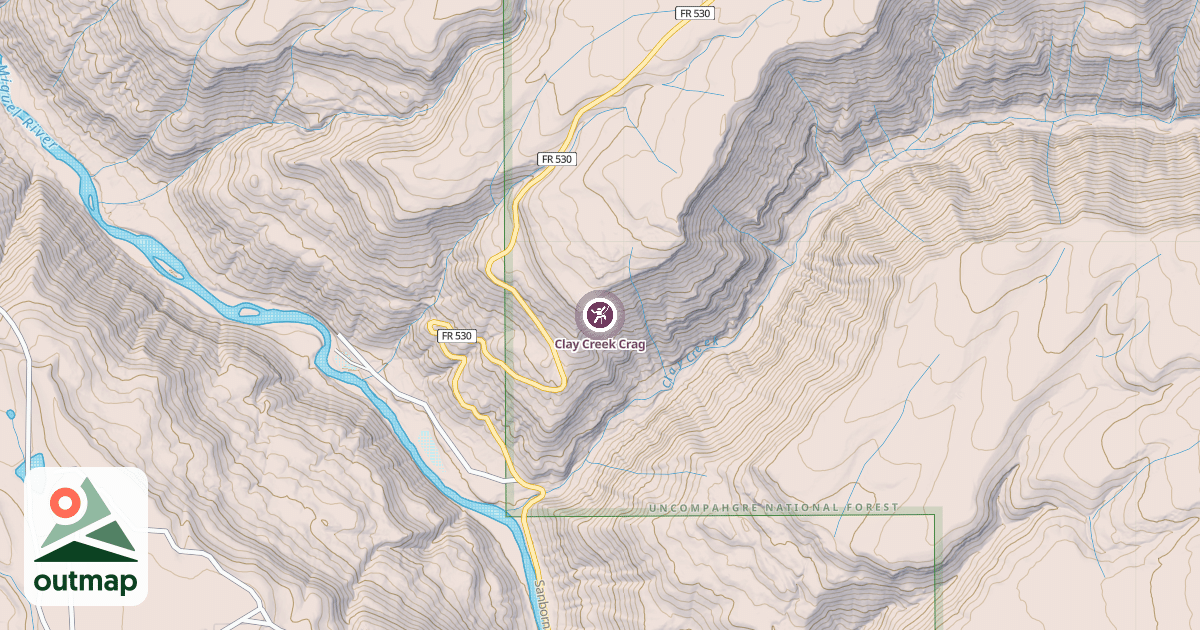 Map of Clay Creek Crag
