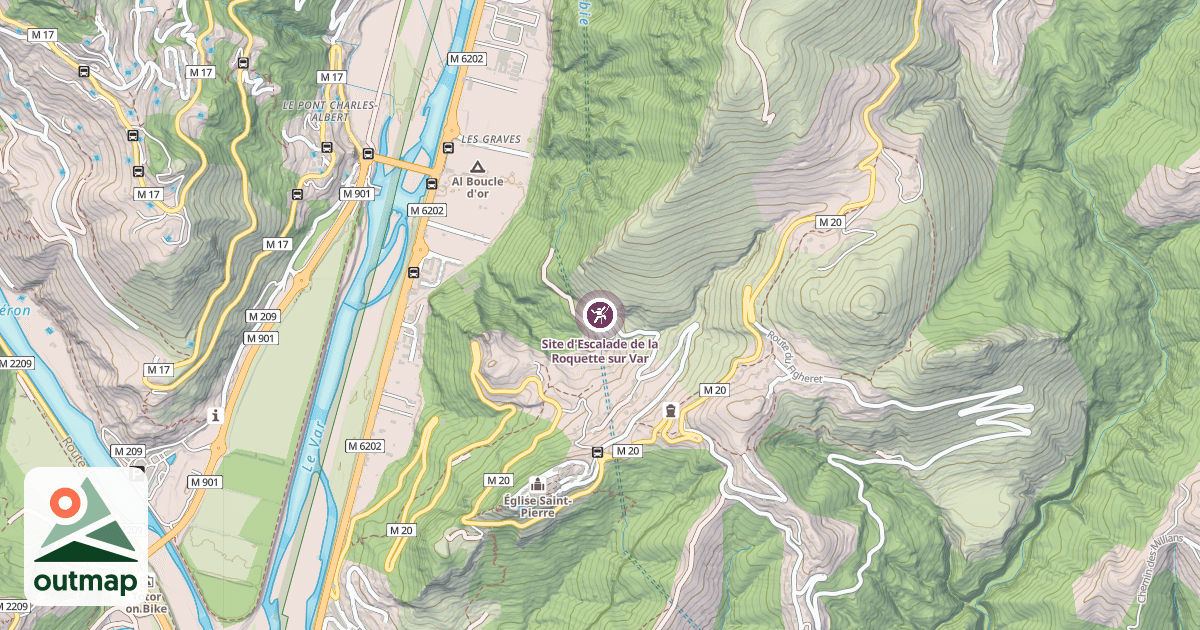 Map of Site d'Escalade de la Roquette sur Var