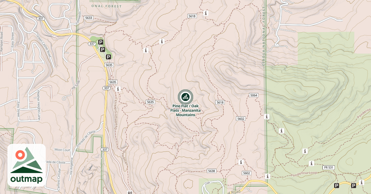 Map of Pine Flat / Oak Flats - Manzanita Mountains
