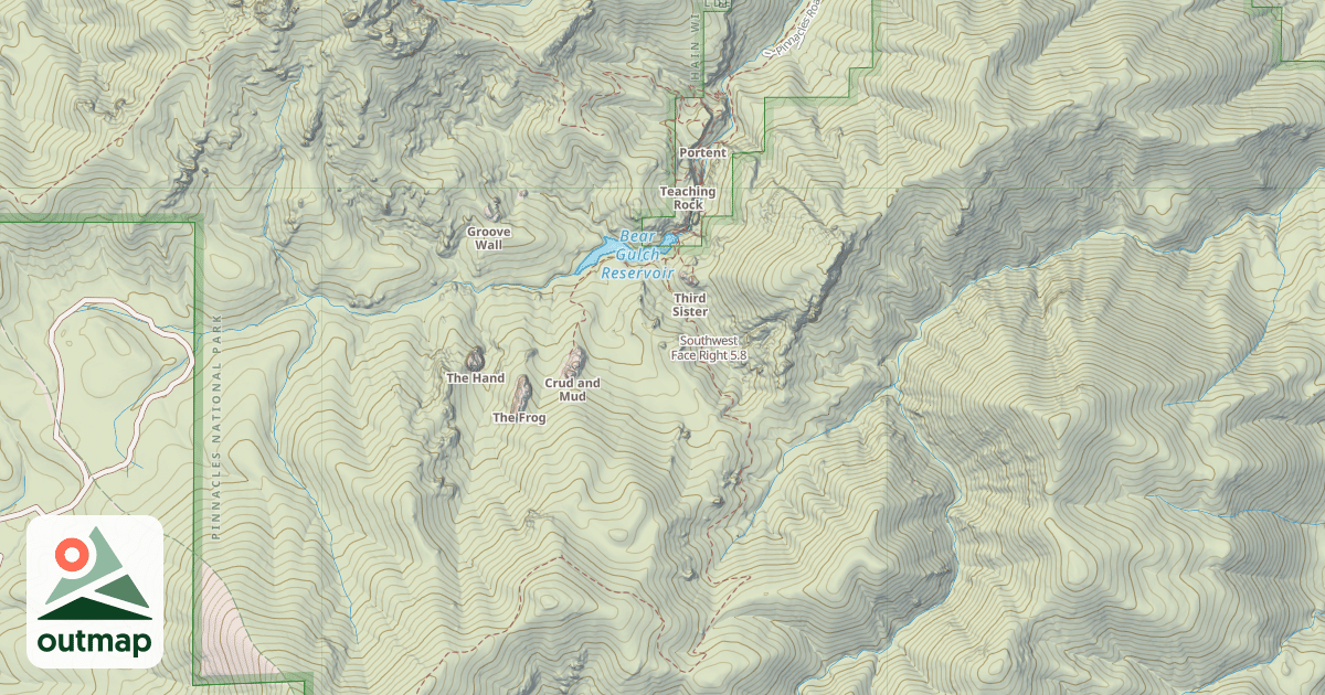 Map of Southwest Face Right