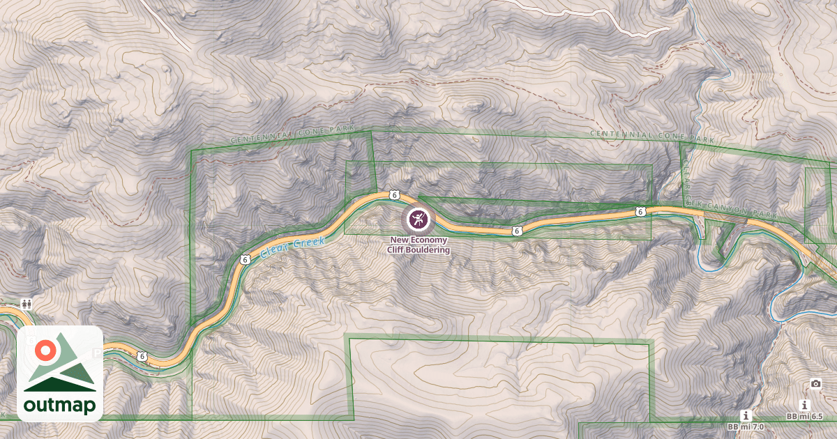Map of New Economy Cliff Bouldering