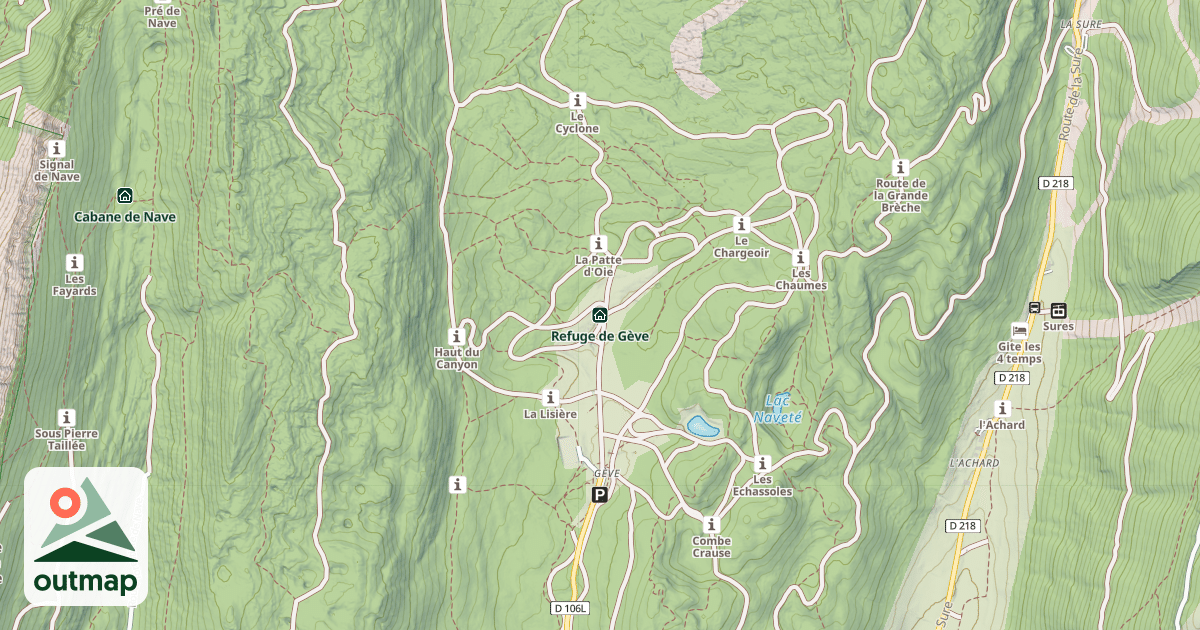 Map of Refuge de Gève