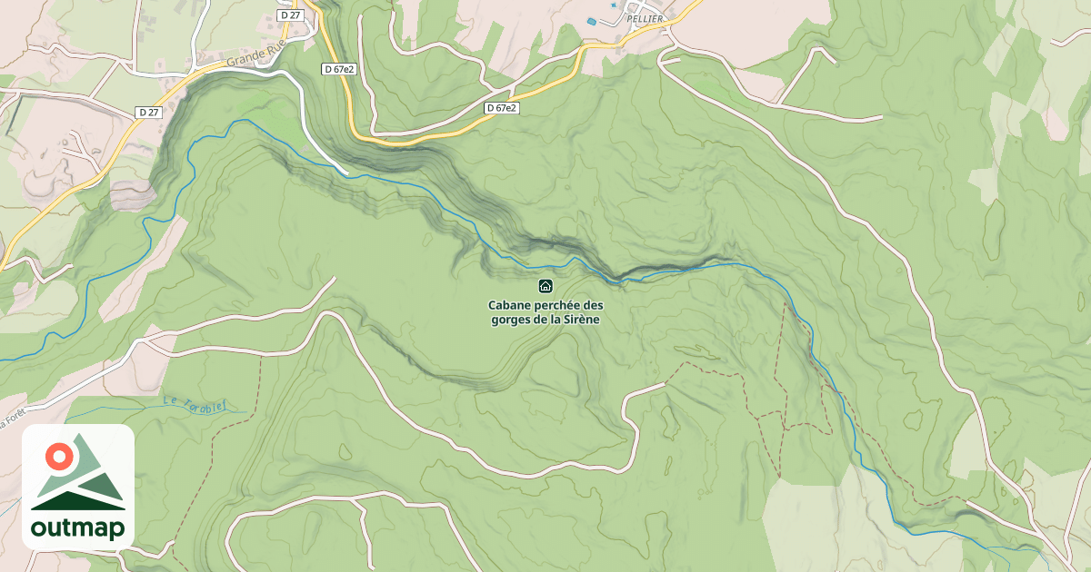 Map of Cabane perchée des gorges de la Sirène